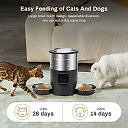 Automatic Cat Feeder for 2 Cats, 4.5L Pet Food Dispenser with Two Stainless Steel Bowls, Wi-Fi App or Button Control