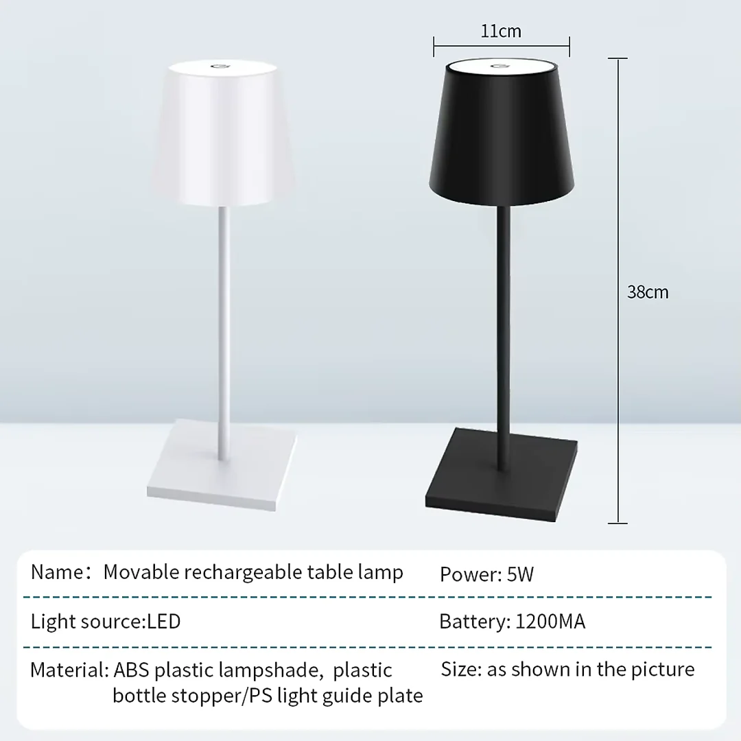 Cordless Table Lamp, Rechargeable LED Touch Lamp with USB-C & 3 Brightness Levels, Battery Operated Bedside & Dining Table Lamp