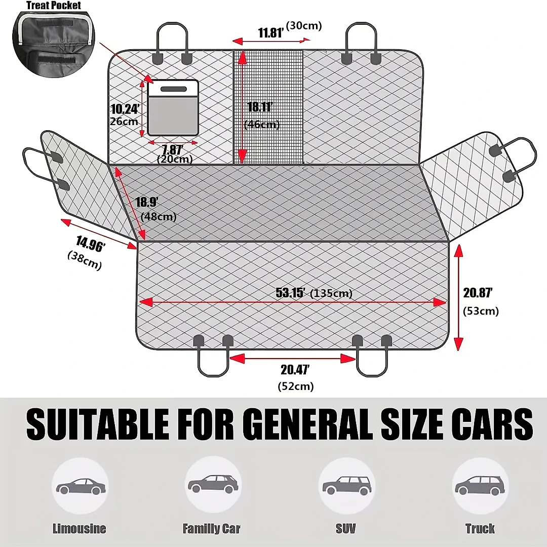 Hard Bottom Dog Seat Cover, Waterproof Oxford Back Seat Extender, Scratch-Resistant Dog Car Platform for Medium Dogs