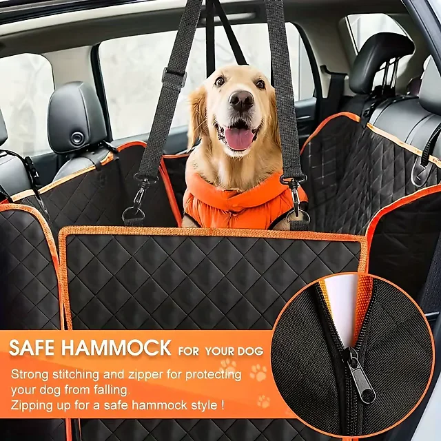 Dog Seat Cover for Back Seat, Waterproof Dog Hammock for Car, Scratch-Resistant Rear Seat Protector for Cars, Trucks & SUVs