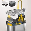 Cat Water Fountain with Faucet, Stainless Steel Pet Fountain for Cats & Dogs, Optional Filter Kit & Motion Sensor