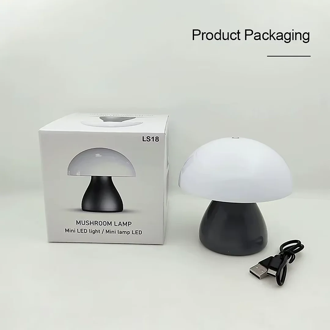 Mushroom Lamp, Cordless Rechargeable Mini Table Lamp with Touch Control, Battery Operated LED Night Light for Bedroom, Nursery & Cafe