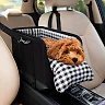 Dog Car Seat for Small Dogs, Center Console Dog Seat with Safety Leash, Soft Cushion & Adjustable Straps, Portable Pet Booster, Black
