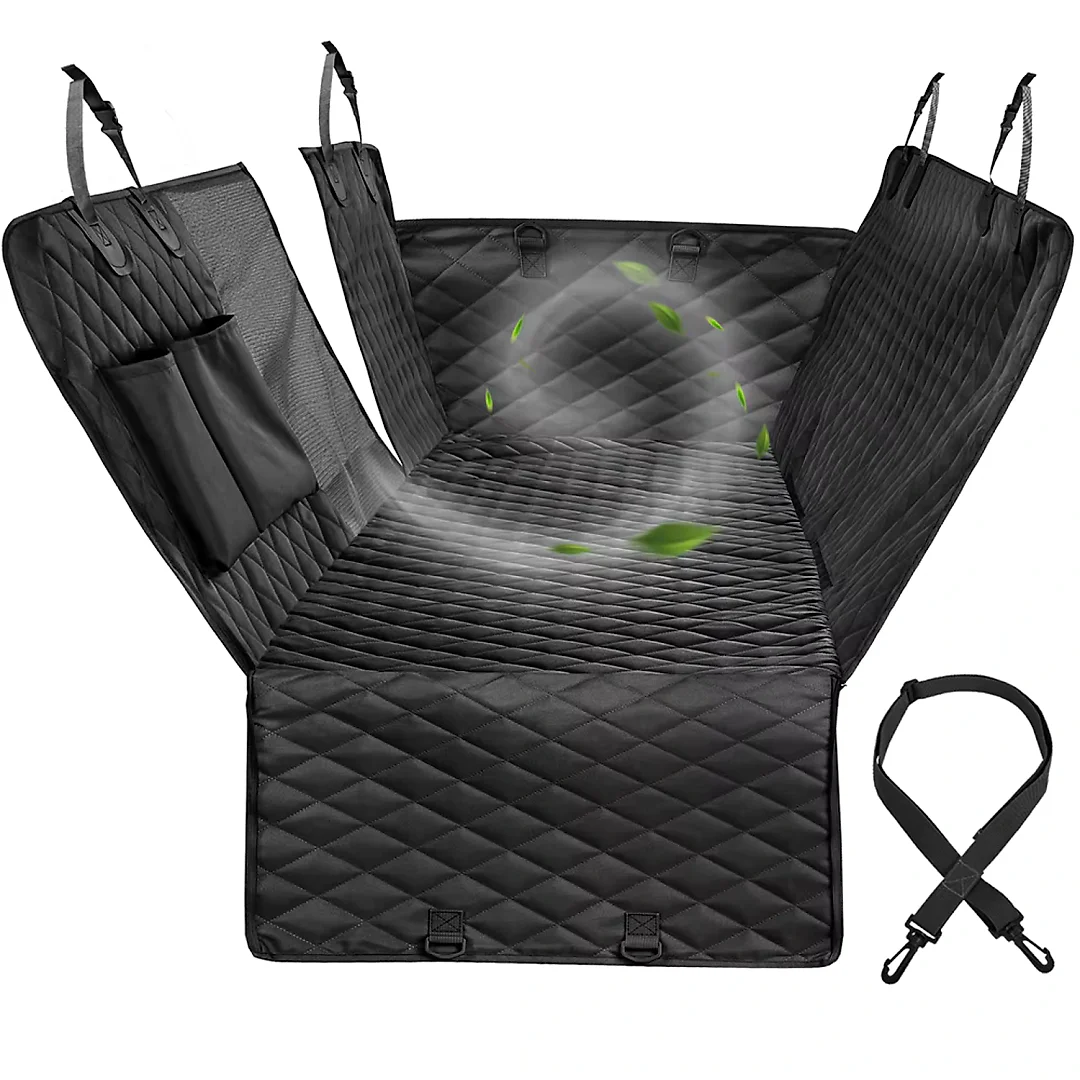 Dog Seat Cover for Back Seat, Waterproof Dog Car Hammock for Trucks & SUVs, Rear Seat Protector in Standard & XL Sizes, Black
