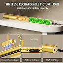 Rechargeable Picture Light with Remote, Battery Operated 4000mAh LED Art Light, Cordless Wireless Painting Light for Artwork & Mirrors