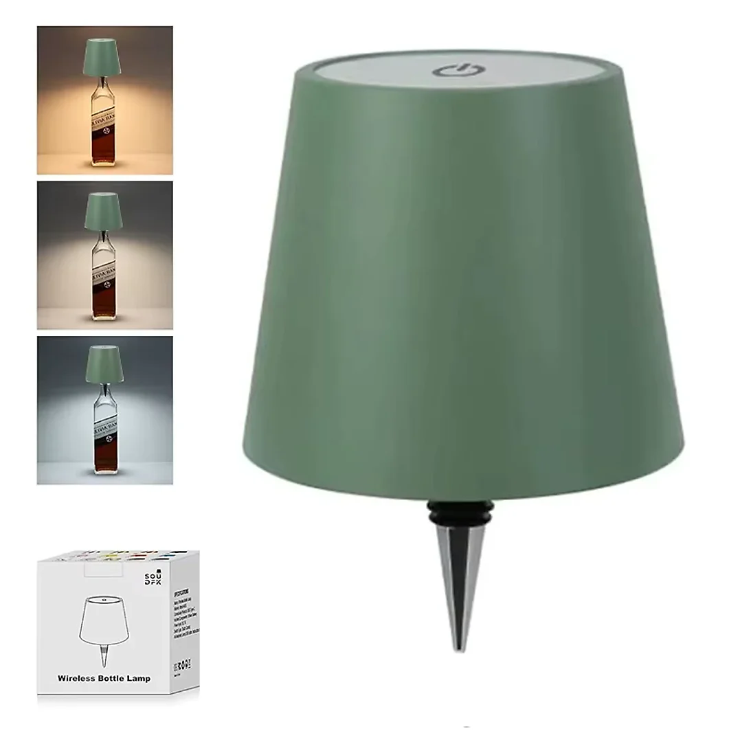 Wine Bottle Lamp, Rechargeable Cordless LED Bottle Lamp Shade with Touch Dimming & 3 Light Colors, Bar & Restaurant Table Decor