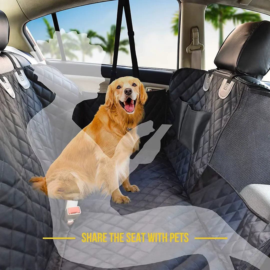 Dog Seat Cover with Mesh Window, Waterproof Scratchproof Back Seat Hammock, Anti-Slip Dog Car Seat Cover for Cars & SUVs