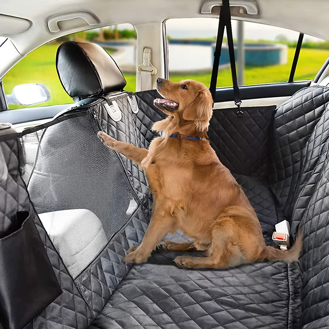 Dog Seat Cover with Mesh Window, Waterproof Scratchproof Back Seat Hammock, Anti-Slip Dog Car Seat Cover for Cars & SUVs