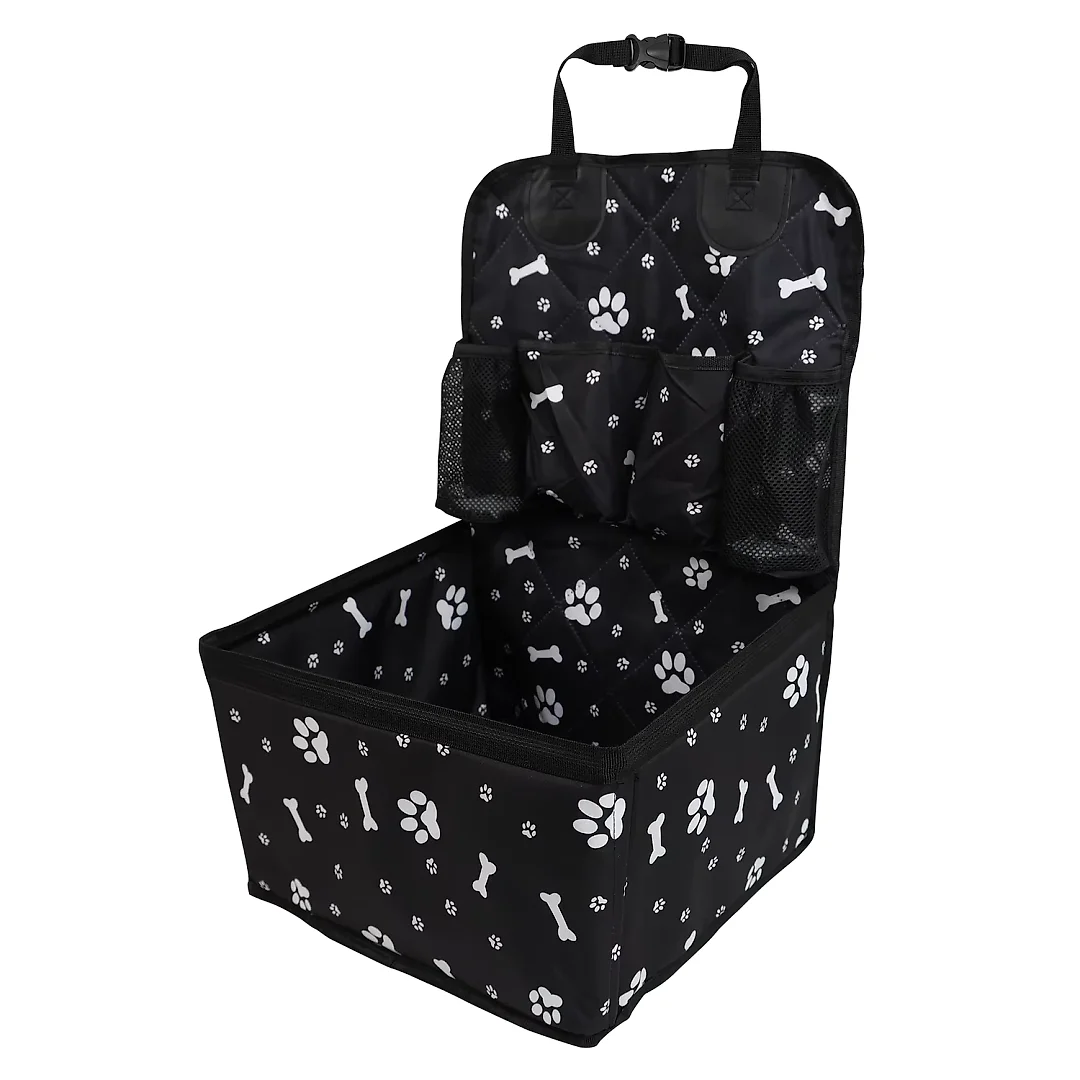Dog Car Seat for Small & Medium Dogs, Waterproof Pet Booster Seat with Storage Pockets, Non-Slip Portable Travel Bed for Back Seat