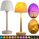 Water Ripple Lamp, Rechargeable Mushroom Table Lamp with 16 Colors, Ocean Wave Projector Night Light for Bedroom & Living Room