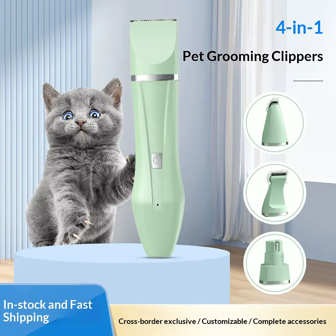 Quiet Dog Clippers, Rechargeable Cordless Pet Grooming Clippers with Stainless Steel Blade for Dogs & Cats, Home Grooming