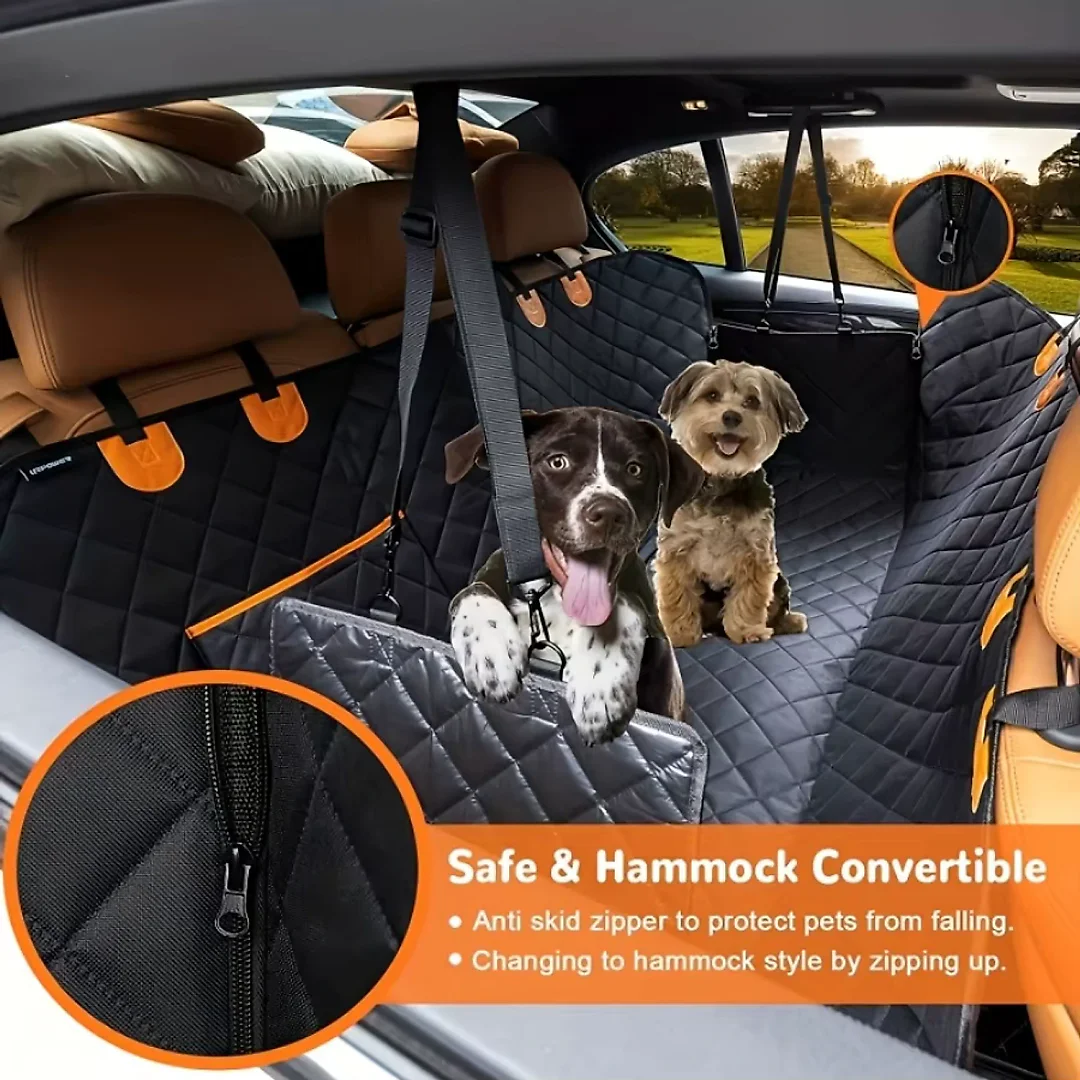 Heavy Duty Dog Seat Cover for Back Seat, 600D Waterproof Dog Hammock, Scratch-Proof Nonslip Car Seat Protector for Cars & SUVs