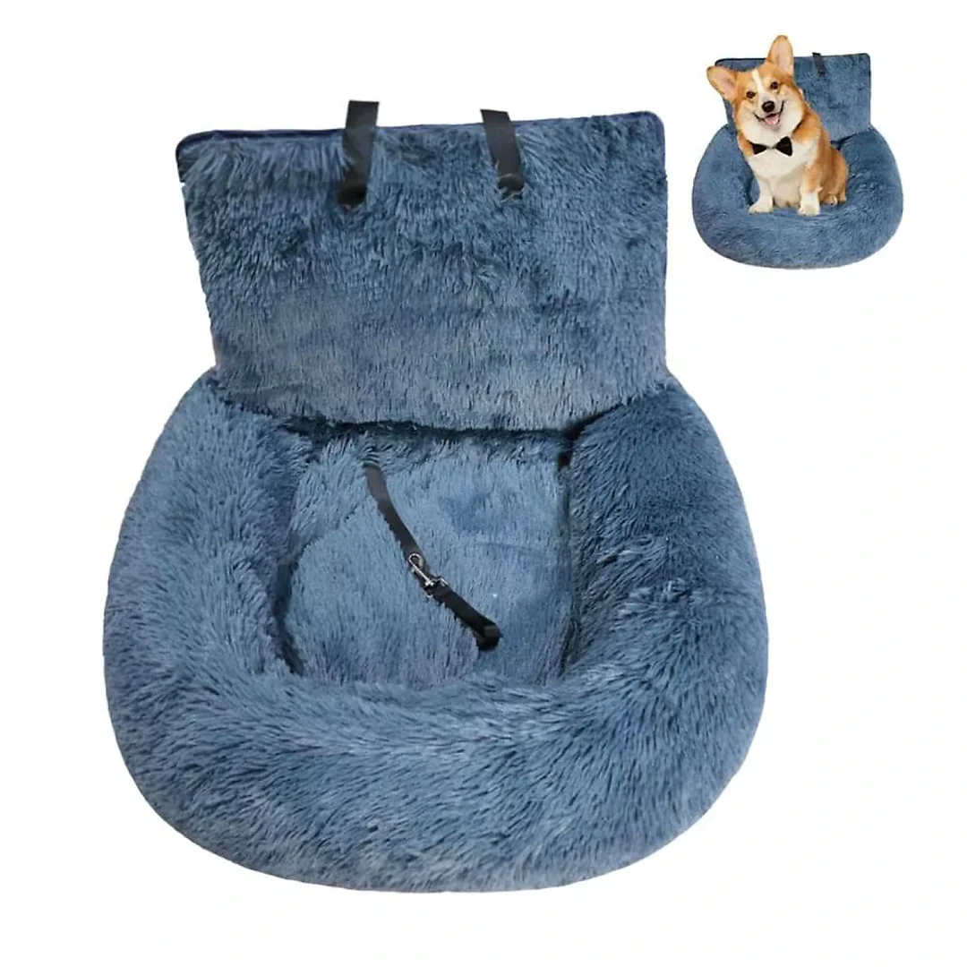 Dog Car Seat Bed for Back Seat, Plush Washable Fleece Pet Car Bed with Removable Cover for Medium & Large Dogs