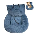 Dog Car Seat Bed for Back Seat, Plush Washable Fleece Pet Car Bed with Removable Cover for Medium & Large Dogs