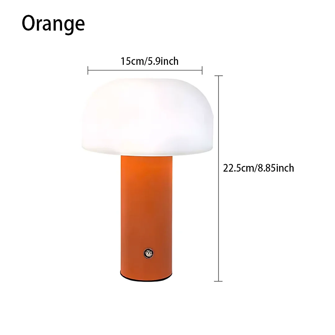 Cordless Mushroom Table Lamp, Rechargeable LED Lamp with 3 Color Temperatures & Dimming, Retro Battery Operated Bedside Lamp