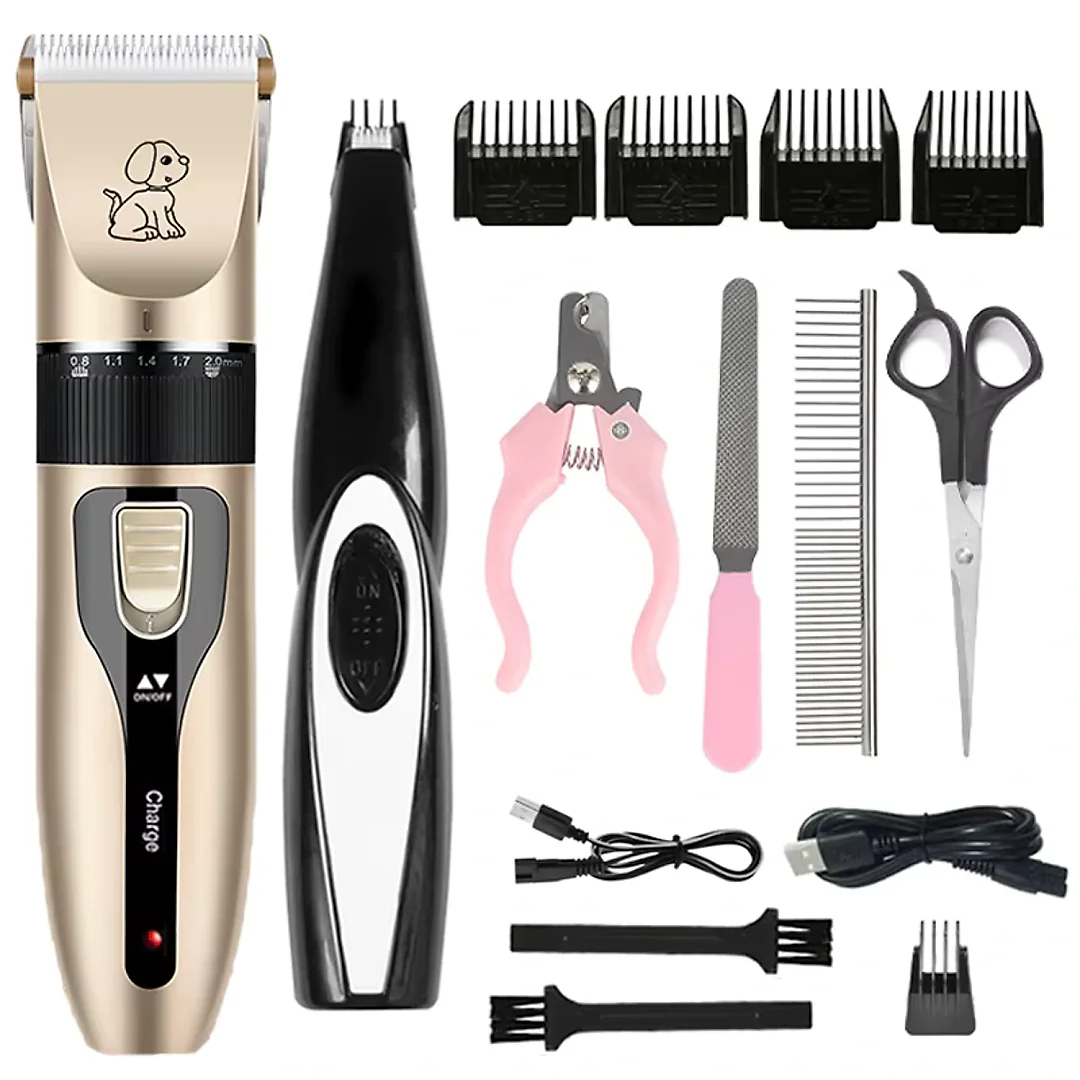 Dog Grooming Kit with Clippers, Rechargeable Cordless Dog Clippers with Guide Combs, Scissors & Nail Clipper Options for Dogs & Cats