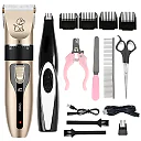 Dog Grooming Kit with Clippers, Rechargeable Cordless Dog Clippers with Guide Combs, Scissors & Nail Clipper Options for Dogs & Cats