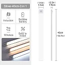 Ultra Slim Under Cabinet Lighting, Battery Operated Rechargeable Motion Sensor LED Bar with Magnetic Mount, 3 Colors & Dimming, USB-C
