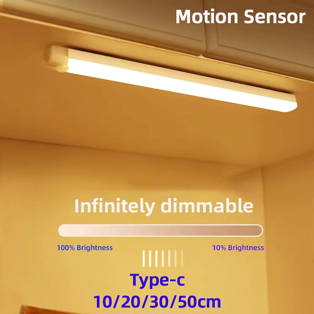 Motion Sensor Closet Light, Rechargeable Under Cabinet Lighting Wireless, USB-C LED Light Bars with 3 Color Temperatures, 2-Pack or 4-Pack