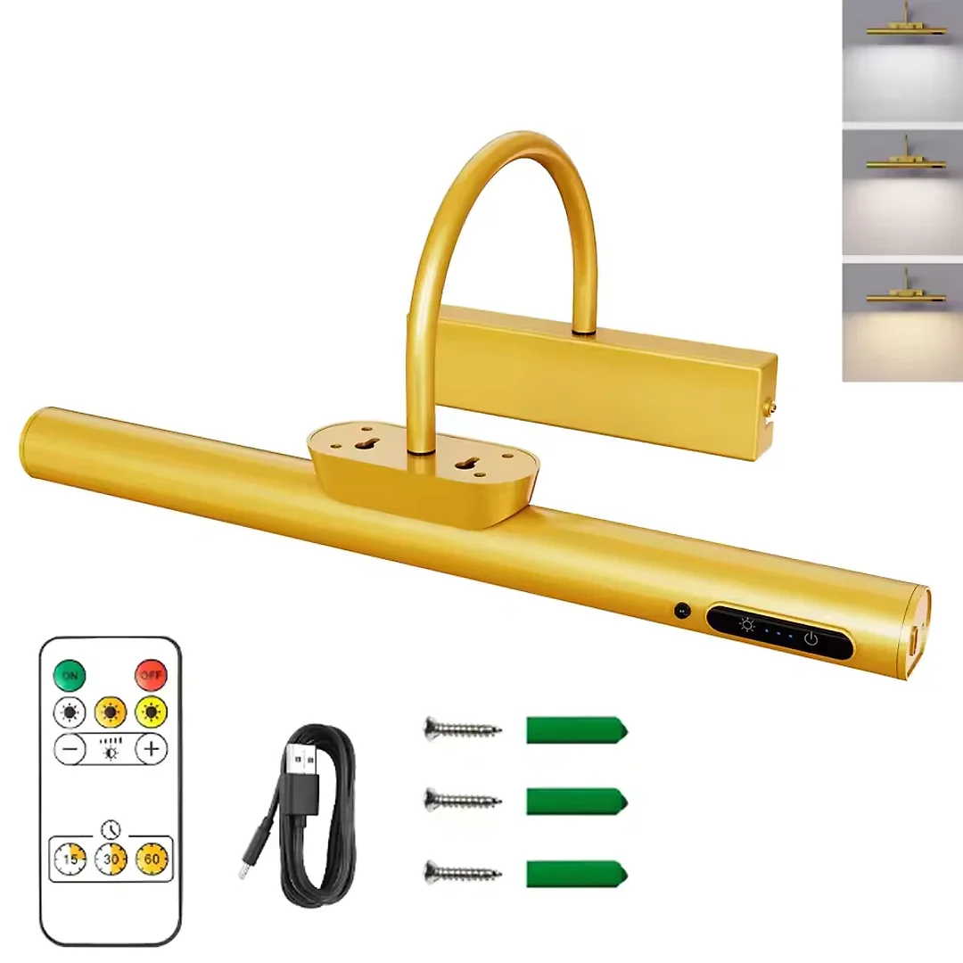 Rechargeable Picture Light with Remote, Battery Operated 4000mAh LED Art Light, Cordless Wireless Painting Light for Artwork & Mirrors