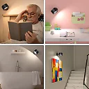 Rechargeable Wall Reading Light with Remote, Magnetic Battery Operated LED Wall Sconce, 360 Degree Rotating, 3 Colors & Dimmable