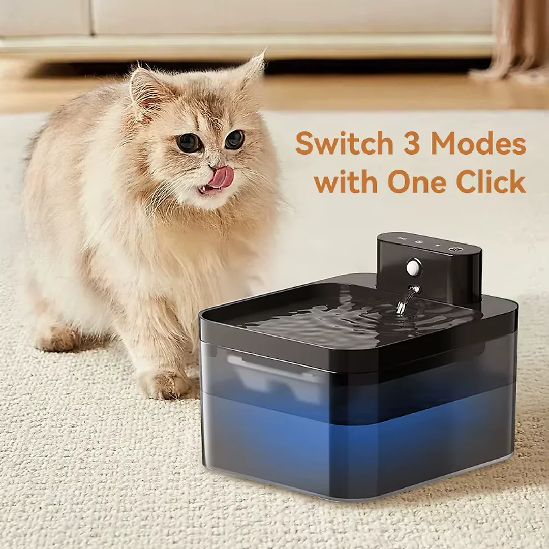 Cordless Cat Water Fountain 2.2L, Rechargeable 2600mAh Battery Operated Pet Fountain with Motion Sensor & 4 Filters