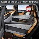 Dog Car Bed for Back Seat, Waterproof Dog Hammock Extender with Nest-Style Sides & Mesh Pocket, Scratchproof Seat Cover