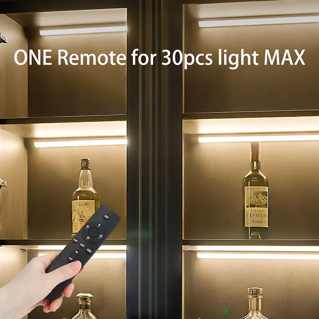 Under Cabinet Lighting with Remote, Rechargeable 12 Inch Magnetic LED Light Bar, Dimmable 3 White Tones, Wireless Shelf Light