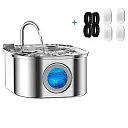 Cat Water Fountain Stainless Steel 3.2L, Pet Water Fountain for Cats & Dogs with Water Level Window, Filter Kit & Optional Motion Sensor