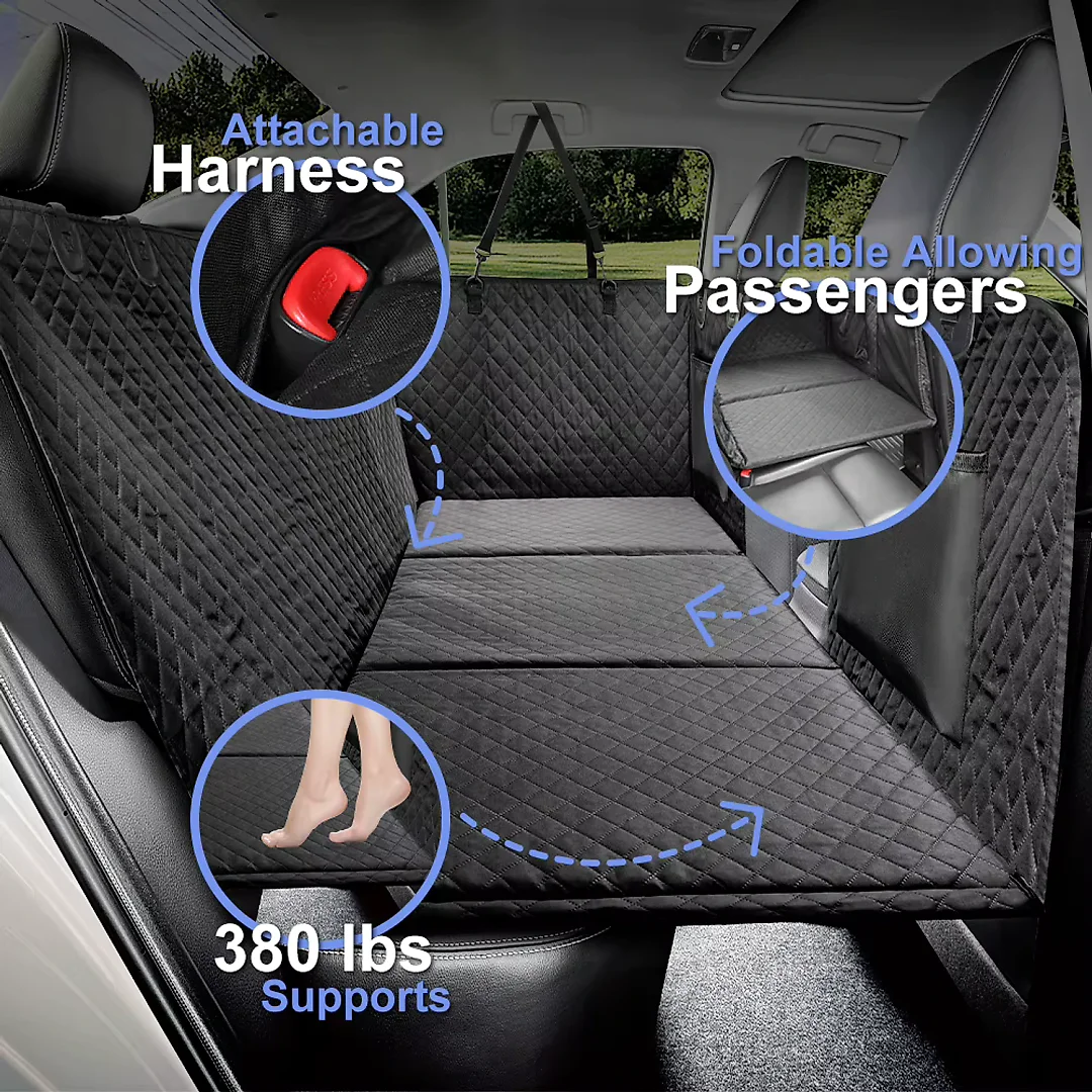 Hard Bottom Dog Seat Cover, Back Seat Extender for Large Dogs, Waterproof Detachable Car Platform for Cars & SUVs, 50 x 24 in