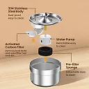 Cat Water Fountain Stainless Steel with US Adapter, Quiet Pet Water Fountain for Cats & Dogs, 2L or 4L