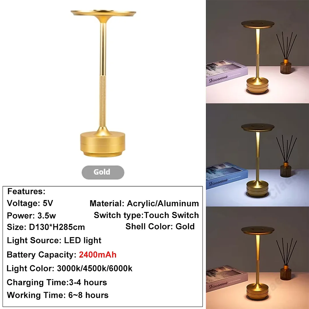 Cordless Lantern Table Lamp, Rechargeable LED Touch Lamp in Lantern or Slim Dome Style, Dimmable Battery Operated Lamp for Restaurant & Bedroom