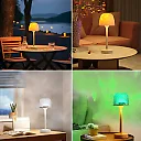 Water Ripple Lamp, Rechargeable Mushroom Table Lamp with 16 Colors, Ocean Wave Projector Night Light for Bedroom & Living Room