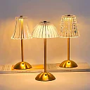 Crystal Table Lamp, Rechargeable Cordless LED Touch Lamp with Crystal-Effect Shade, Battery Operated Gold Bedside Night Light