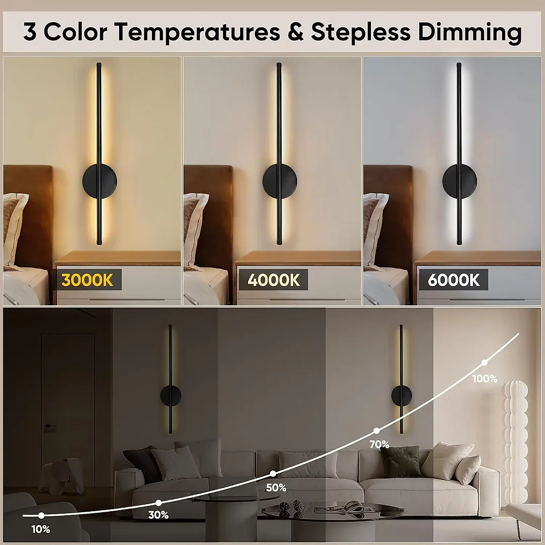 Rechargeable Wall Sconce with Remote, Battery Operated LED Wall Light Bar, Cordless 360 Degree Rotating & Dimmable Wall Lamp