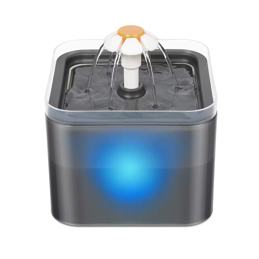 Cat Water Fountain with LED Light 2L, Automatic Pet Water Fountain for Cats & Dogs with Recirculating Filter, USB Powered