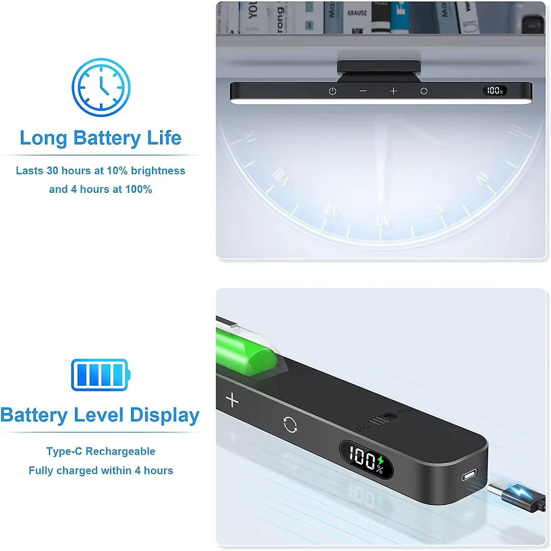 Rechargeable LED Light Bar, Dimmable 2500mAh Under Cabinet & Vanity Makeup Light with 3 Color Temperatures, Touch or Remote Control