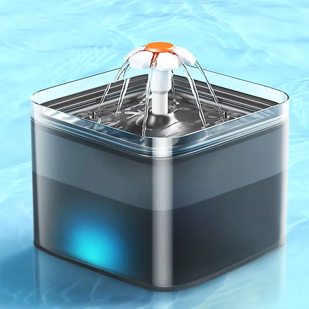 Cat Water Fountain with LED Light 2L, Automatic Pet Water Fountain for Cats & Dogs with Recirculating Filter, USB Powered