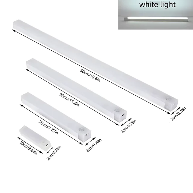 Motion Sensor Closet Light, Rechargeable Under Cabinet Lighting Wireless, USB-C LED Light Bars with 3 Color Temperatures, 2-Pack or 4-Pack