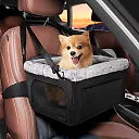 Elevated Dog Car Seat for Small Dogs, Console Booster Seat with Metal Frame & Removable Washable Cover, Portable Pet Travel Bed