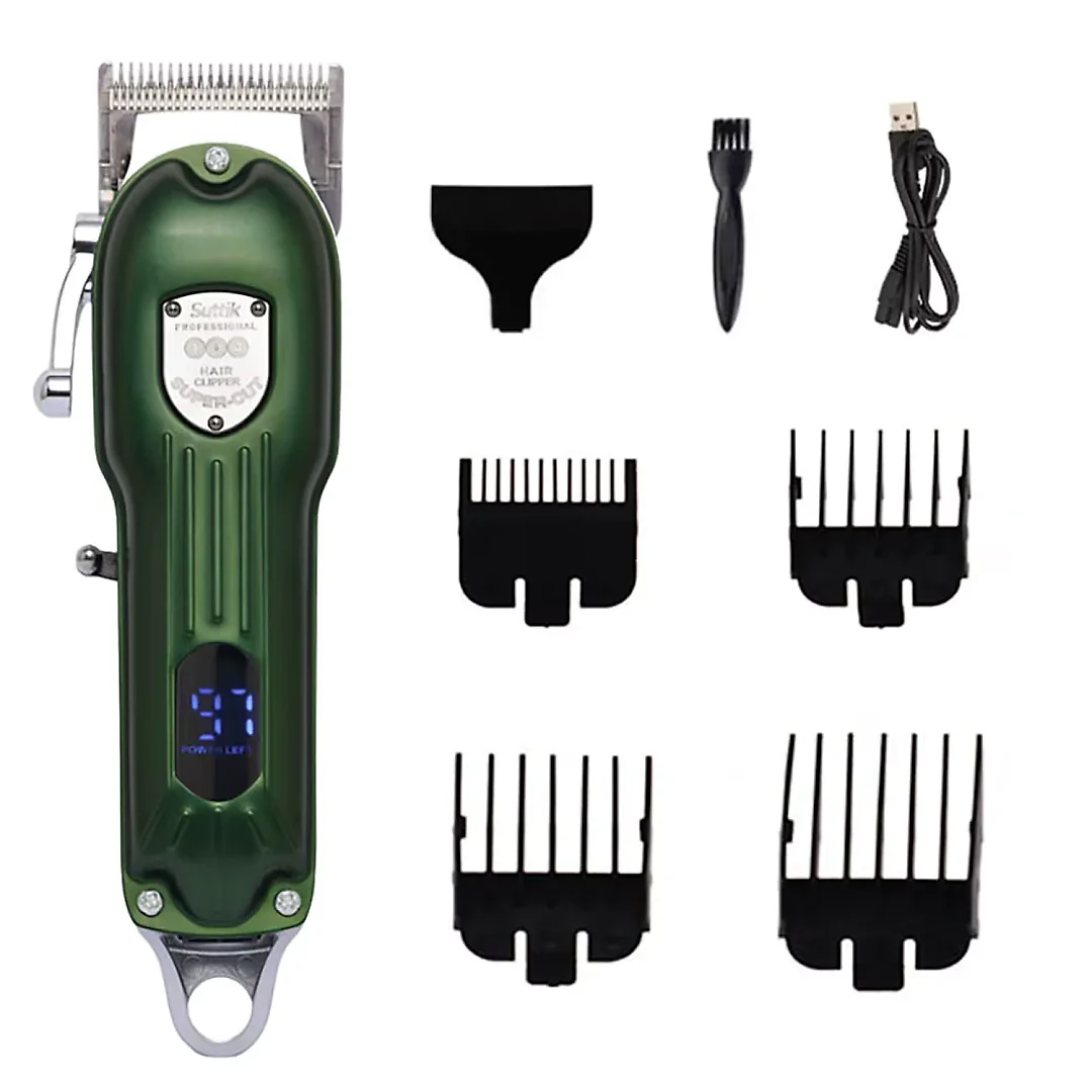 Professional Dog Clippers, All-Metal Cordless Rechargeable Dog Grooming Clippers with Digital Display & Guide Combs, Low Noise