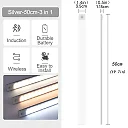 Ultra Slim Under Cabinet Lighting, Battery Operated Rechargeable Motion Sensor LED Bar with Magnetic Mount, 3 Colors & Dimming, USB-C