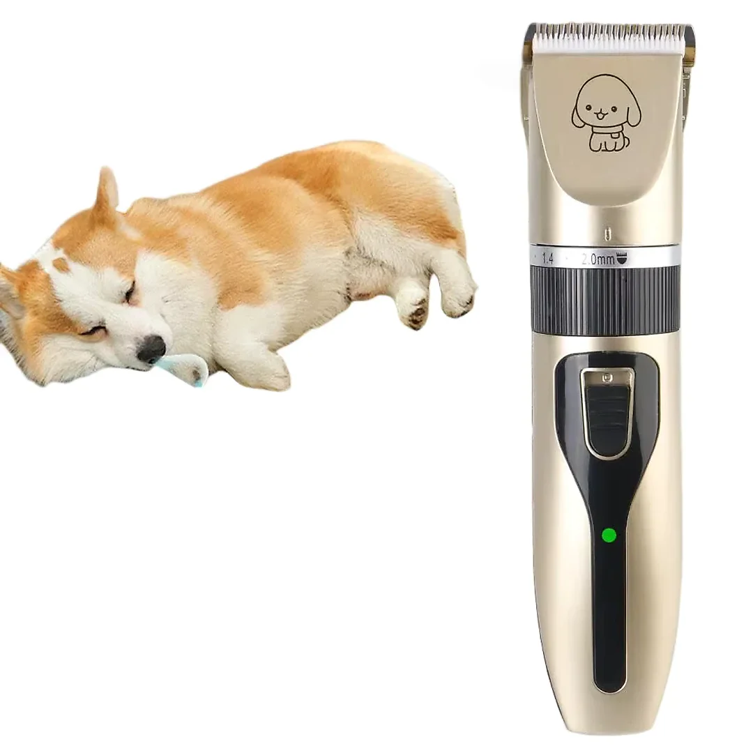 Dog Clippers for Grooming, Cordless Rechargeable Low-Noise Pet Hair Trimmer with Guide Combs for Dogs & Cats, Gold