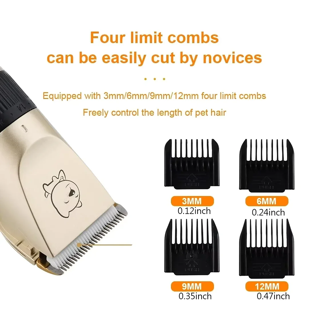 Dog Clippers Cordless, USB Rechargeable Dog Hair Clippers with Guide Combs, Quiet Pet Grooming Trimmer for Dogs & Cats