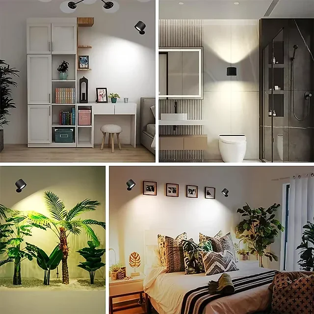Double Head Wall Reading Light, Rechargeable Battery Operated LED Wall Sconce with Remote & Touch, 360 Degree Rotating Bedside Lamp