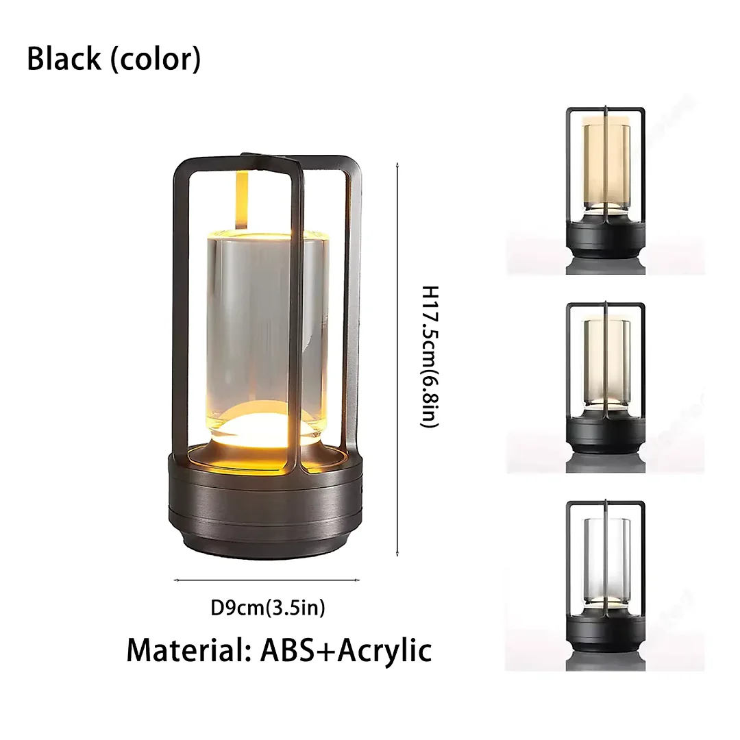 Cordless Lantern Table Lamp, Rechargeable LED Touch Lamp in Lantern or Slim Dome Style, Dimmable Battery Operated Lamp for Restaurant & Bedroom