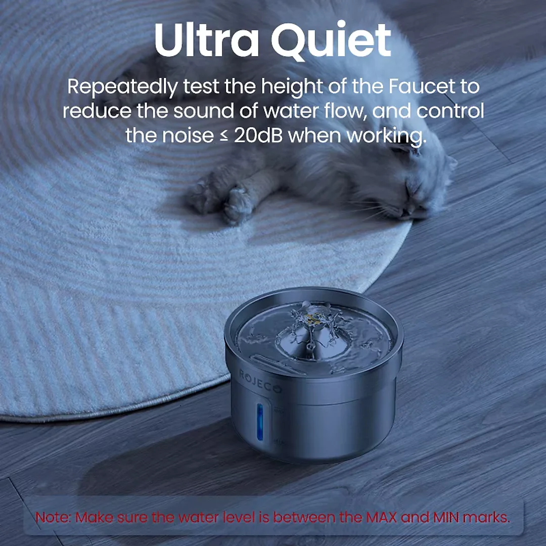Cat Water Fountain Stainless Steel with US Adapter, Quiet Pet Water Fountain for Cats & Dogs, 2L or 4L
