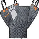 Dog Car Hammock with Mesh Window, Waterproof Dog Seat Cover for Back Seat with Side Flaps & Zippers for Cars, Trucks & SUVs
