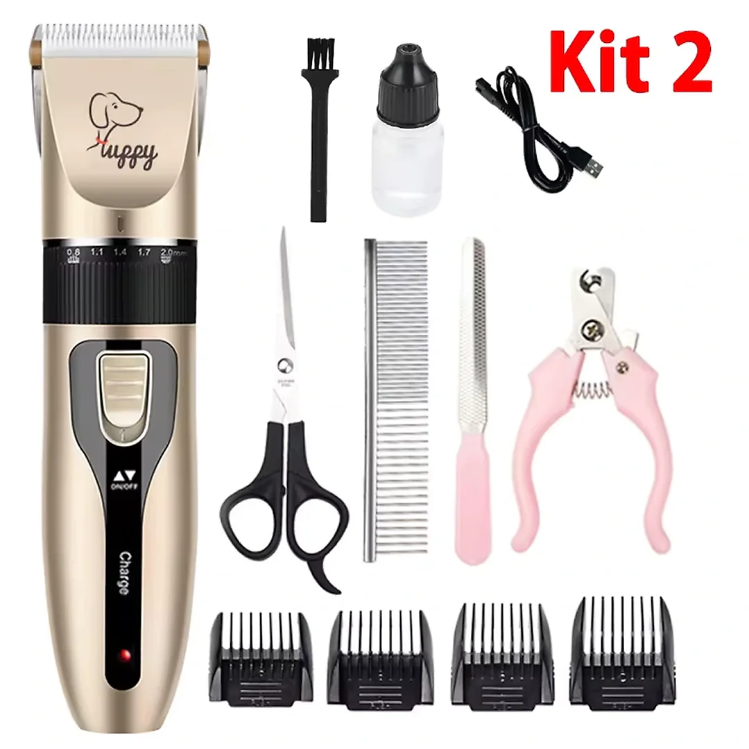 Dog Grooming Kit with Clippers, Rechargeable Cordless Dog Clippers with Guide Combs, Scissors & Nail Clipper Options for Dogs & Cats