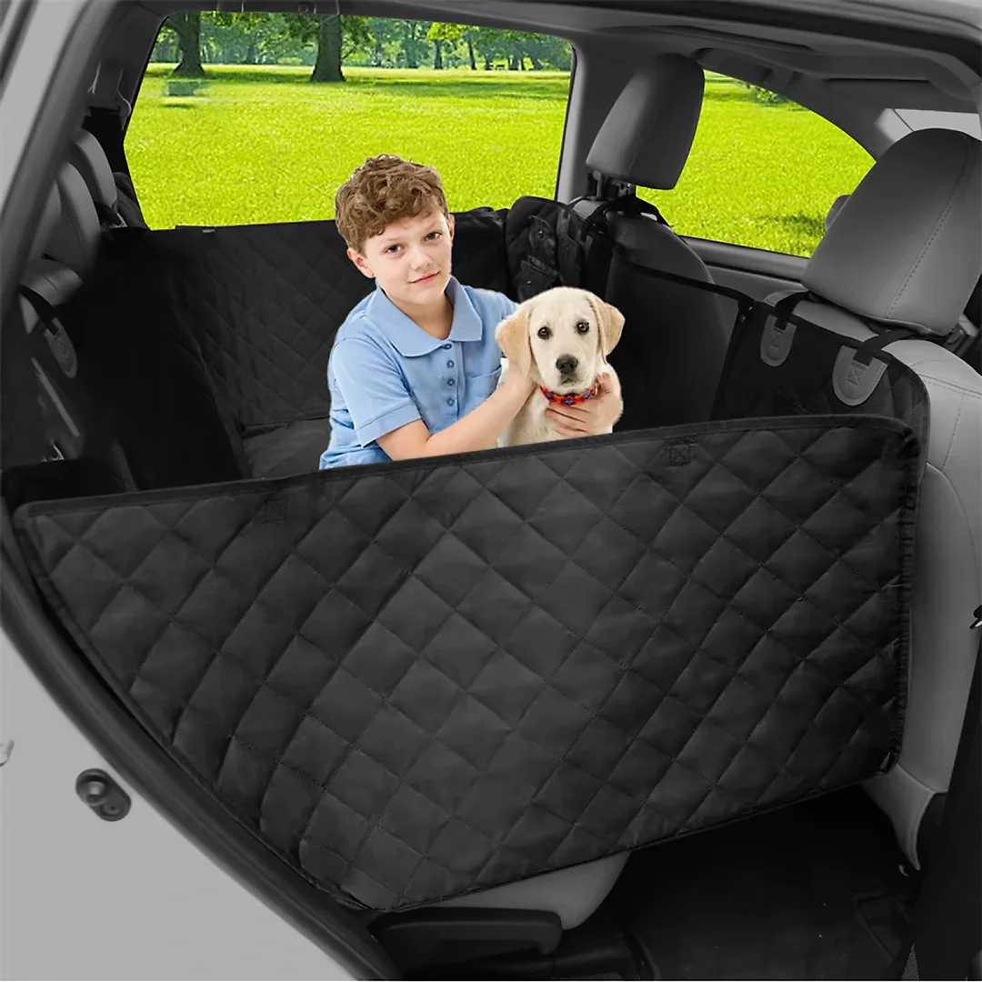 Hard Bottom Dog Seat Cover, Back Seat Extender Hammock with Firm Platform, Waterproof Scratch-Proof for Large Dogs, Cars & SUVs